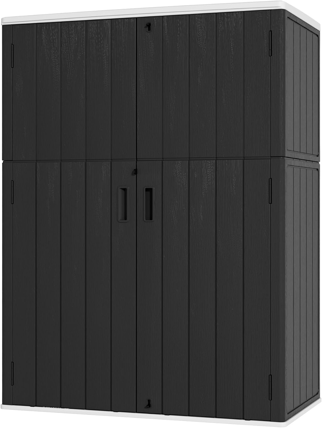 Mrosaa Vertical Outdoor Storage Cabinets,Plastic Sheds&Outdoor Storage with Floor,Outdoor Storage Box Waterproof/Lockable for Garage,Bike,Tools Storage Shed (57Cu.ft)
