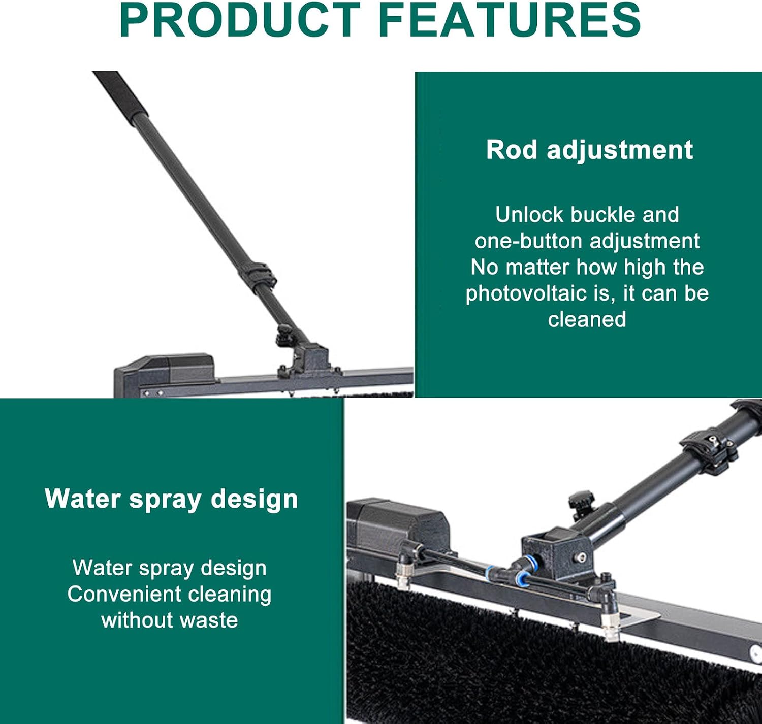 Electric PV Panel Cleaning Brush 3.5m/5.5m/7.5m, with Extension Pole, Solar Panel Cleaner, Automatic Water Supply Cleaning Brush(5.5M)
