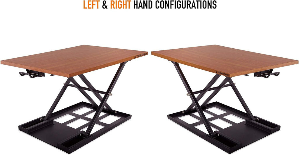 Stand Steady X-Elite Pro, Ergonomic Adjustable Height Standing Desk Converter for Home or Office, Easy Lift Sit to Stand Laptop Desk Riser for Laptop and Computer Monitor (Cherry, 28in x 20in)
