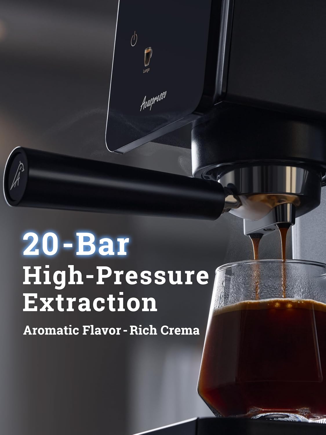 Espresso Machine with Touchscreen, 20 Bar Espresso Maker with Milk Frother and Steam Wand, Cold Brew Coffee Machine for Home, Latte Cappuccino Maker, 41oz Removable Water Tank