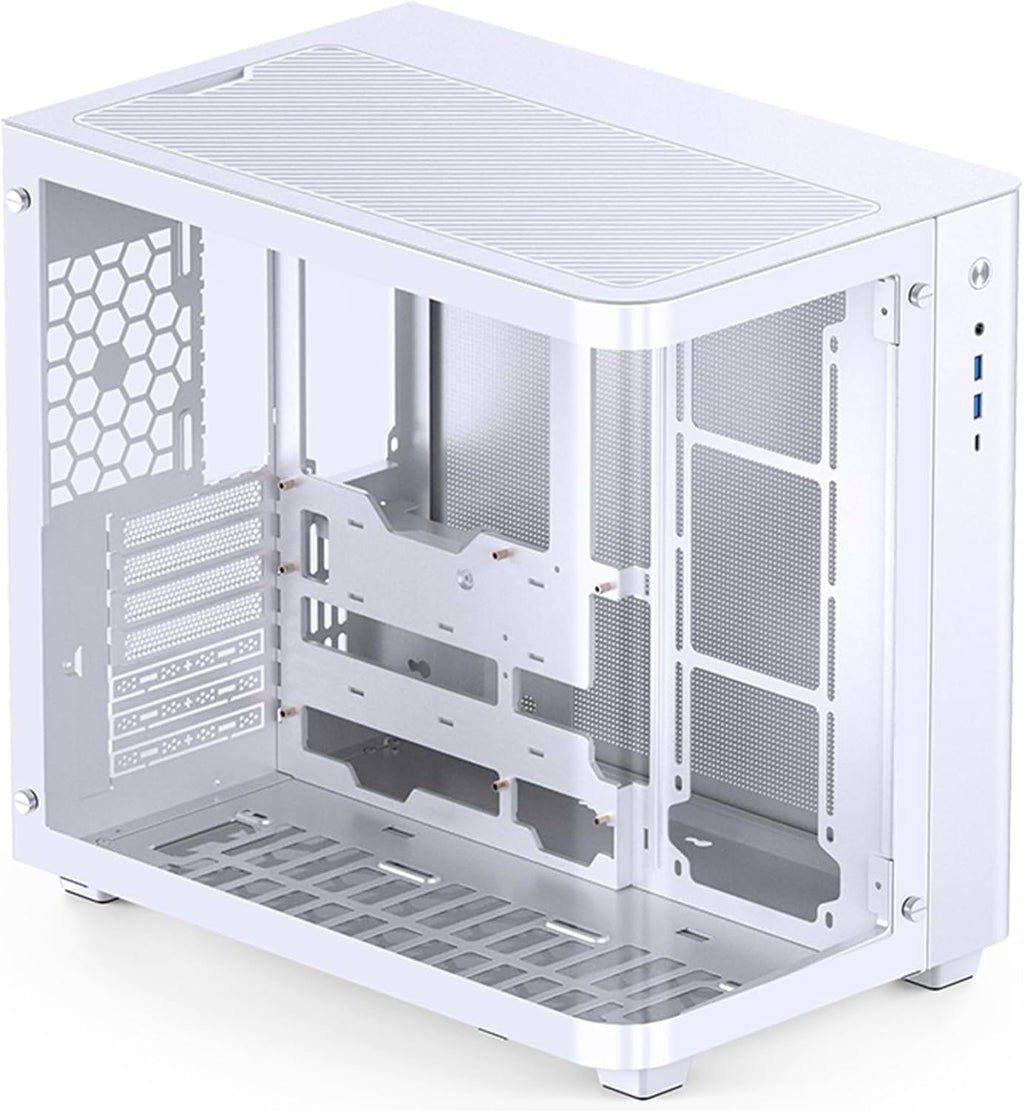 JONSBO TK-3 White One-Piece Curved Glass ATX Mid Tower Pc Case, One-Piece Curved Glass, Support BTF MB/Dual 360 AIO/ATX PSU/40Series GPU, with 10 Fan Positions, 270 Degree Side View Display,White