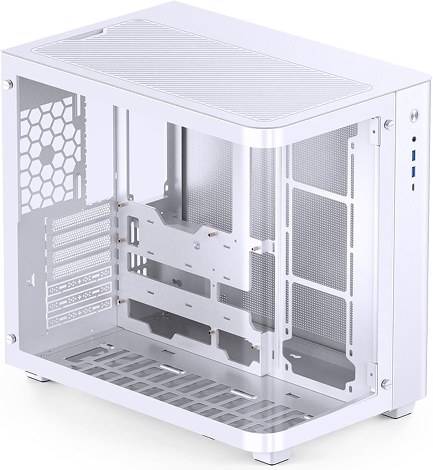 JONSBO TK-3 White One-Piece Curved Glass ATX Mid Tower Pc Case, One-Piece Curved Glass, Support BTF MB/Dual 360 AIO/ATX PSU/40Series GPU, with 10 Fan Positions, 270 Degree Side View Display,White