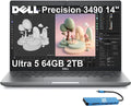 Dell Precision 3490 Mobile Workstation AI PC Laptop (14' FHD, 64GB DDR5 RAM, 2TB SSD, Intel 14-Core Ultra 5 135H (> i7-1355U)) for Business, Engineer, 2x Thunderbolt 4, RGB Webcam, IST HUB, Win 11 Pro