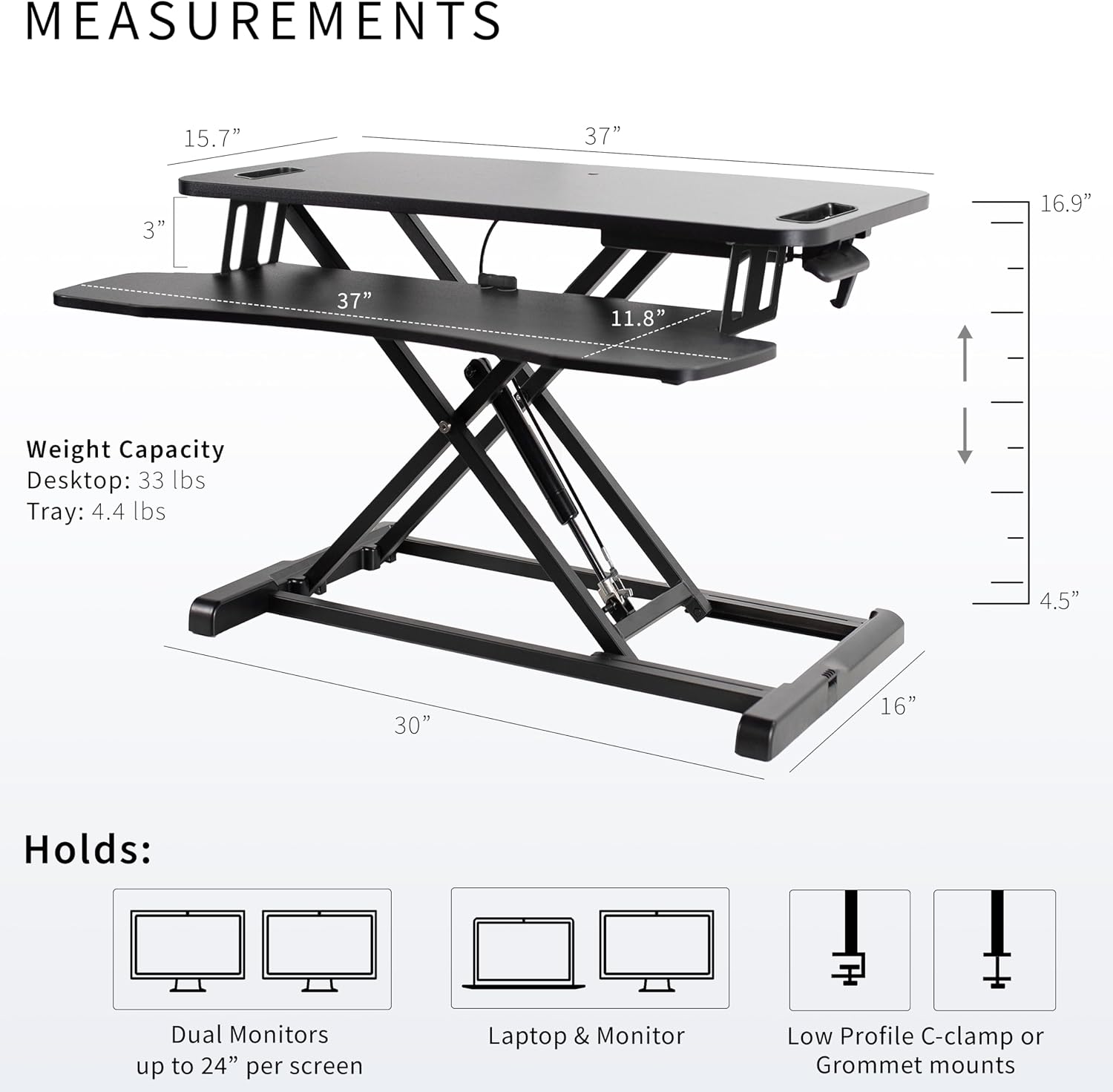 VIVO 38 inch Desk Converter, K Series, Height Adjustable Sit to Stand Riser, Dual Monitor and Laptop Workstation with Wide Keyboard Tray, White, DESK-V037KW