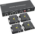 VPFET HDMI Extender Splitter Up to 165ft 1 in 4 Out Over Cat5e or 6 or 7 Repeater Balun Ethernet Sender Transmitter Receiver Support 1080p EDID Presets POC is Only Need TX Power for Work