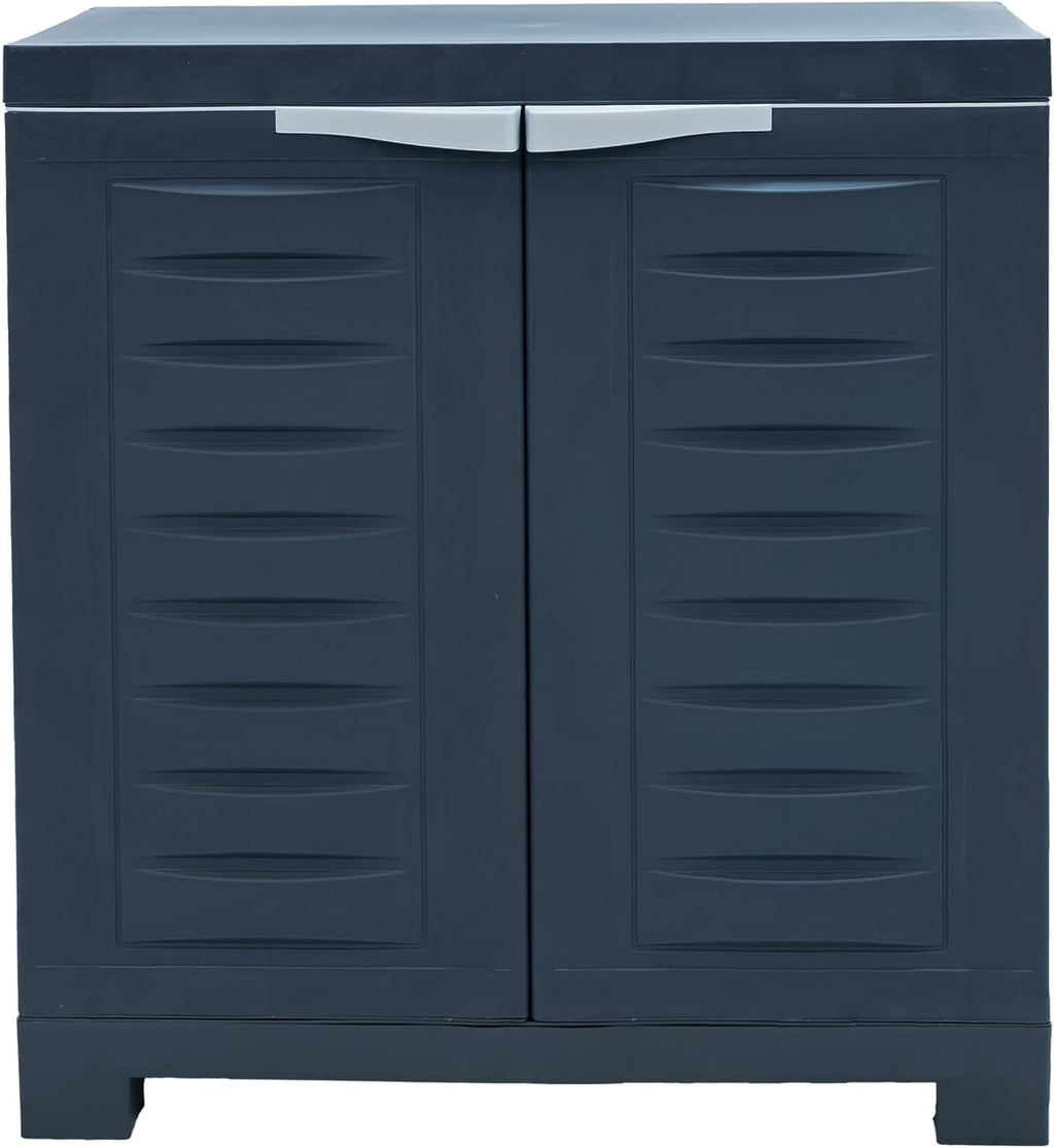 Sunnydaze 25.5' H Resin Garage Storage Cabinet - Garage Cabinet with Adjustable Shelf - Freestanding Utility Storage for Laundry Room, Office, Basement - Charcoal