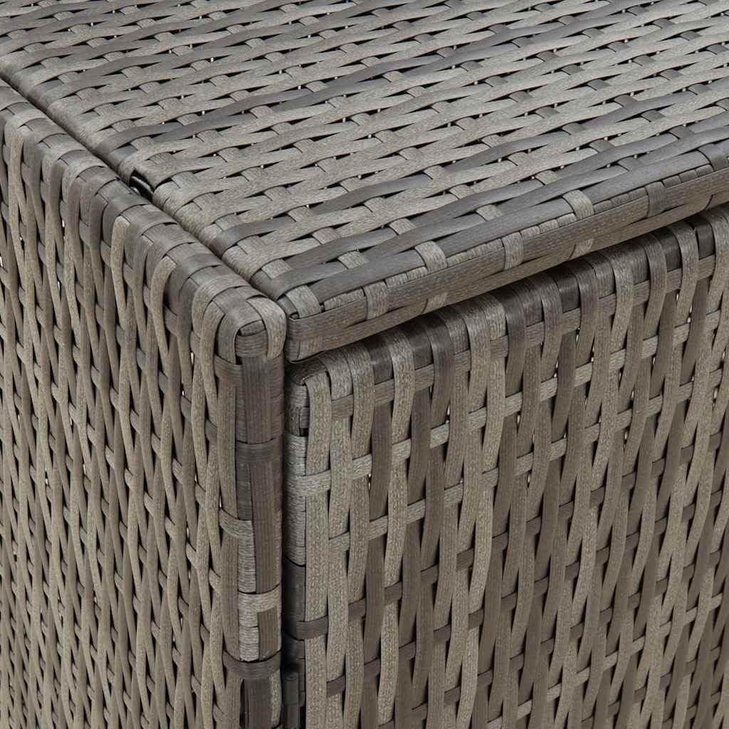 vidaXL Wooden Garden Storage Cabinet, Durable Poly Rattan, Water-Resistant, 4 Compartments, Outdoor Storage Cabinet, Powder-Coated Steel Frame, Solid Acacia Wood Knobs, 23.2'x15.7'x70.9', Gray