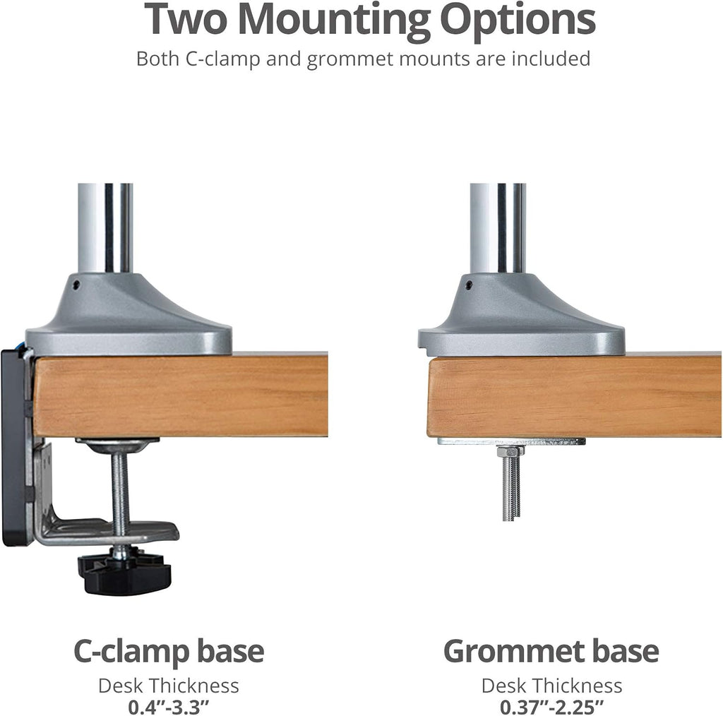 SIIG Triple Monitor Desk Mount-13 to 32',Silver,Premium Gas Spring,for Flat Panel/Curved Monitor,Fully Adjustable, 3 Display(s),Load Bearing 15.4 lbs max Each,VESA 75 x 75, 100 x 100 CE-MT3611-S1