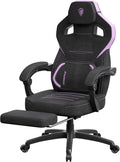Dowinx Gaming Chair Fabric with Massage Lumbar Support, Big and Tall Gaming Chairs for Adults, High Back Computer Chair with Footrest for Office Gaming, Purple
