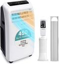 SereneLife Portable Air Conditioner with Heat & Built-in Dehumidifier 12,000 BTU, Portable Heater & AC for Rooms up to 550 Sq Ft - Remote Control & Window Mount Exhaust Kit Included