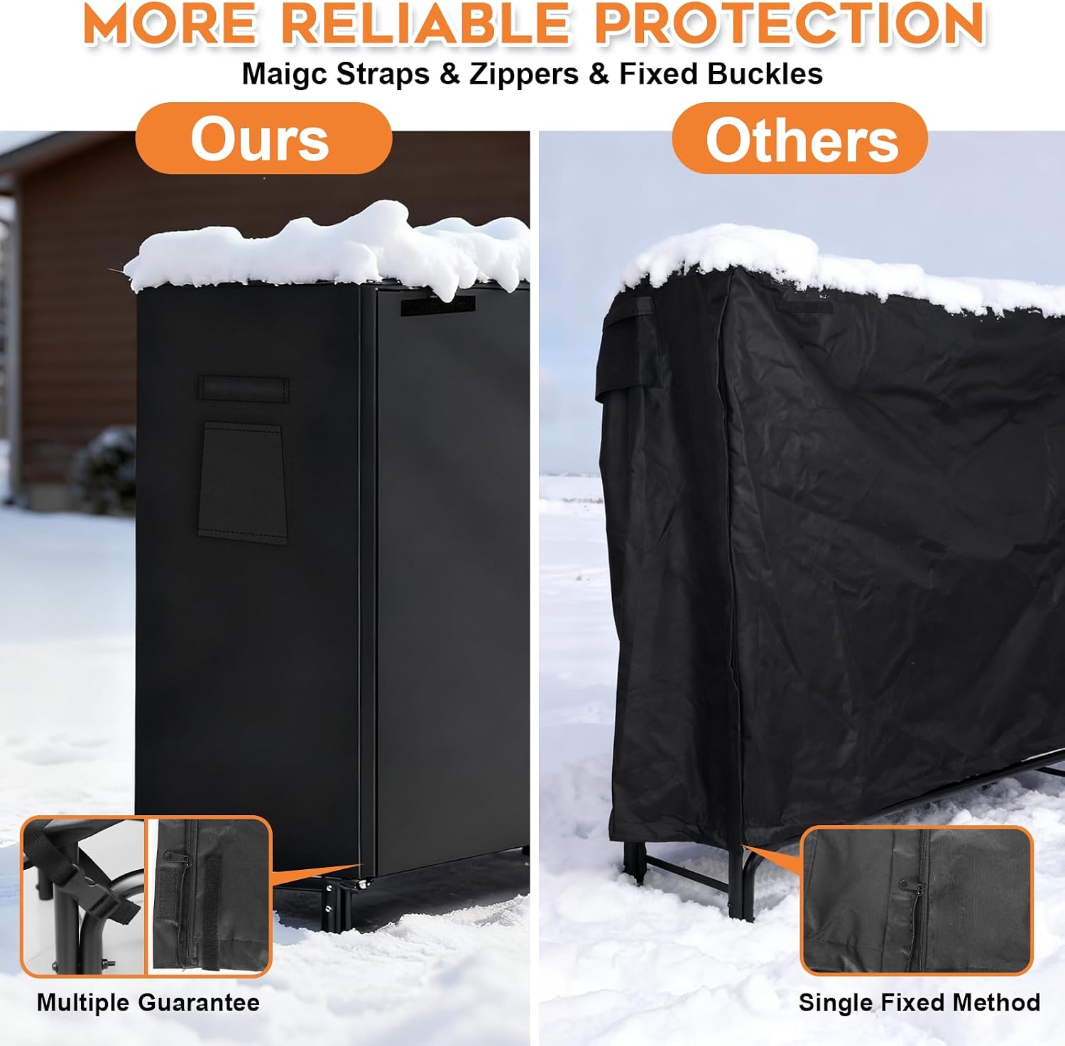 Gtongoko 8FT Firewood Rack Outdoor with Cover, Heavy Duty Wood Storage Racks with 600D Oxford Weather Resistant Waterproof Fabric Cover, Outdoor Firewood Holder