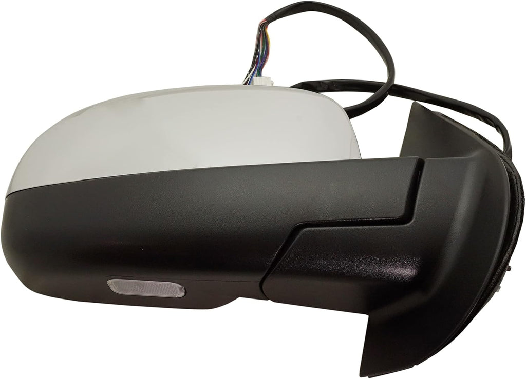Kool Vue Passenger Side Power Heated Mirror For Chevrolet Tahoe Suburban 1500 GMC Yukon 2007-2014, Passenger Side Mirror, With Signal Light, Blind Spot Monitor, Memory & Puddle Lamp, Chrome