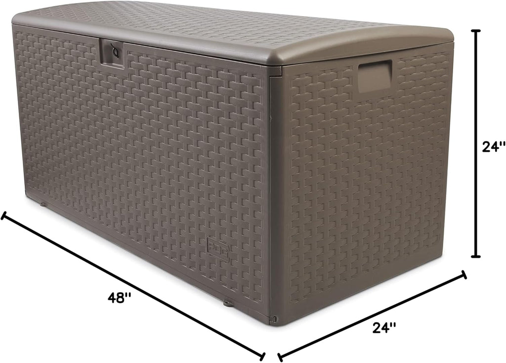 Plastic Development Group Outdoor Storage Deck Box, Standard Close, 99 Gallon, Driftwood
