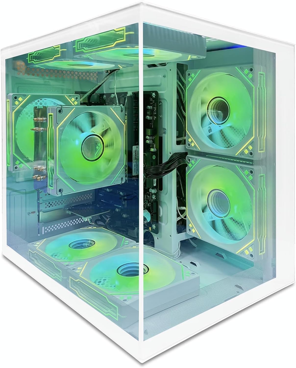 suevery Gaming PC Ryzen5 5600G（3.9GHz Up to 4.4GHz Nvme SSD 512G 16GB RAM WiFi 6 Prebuilt Towers Desktop Computer White (512, GB)
