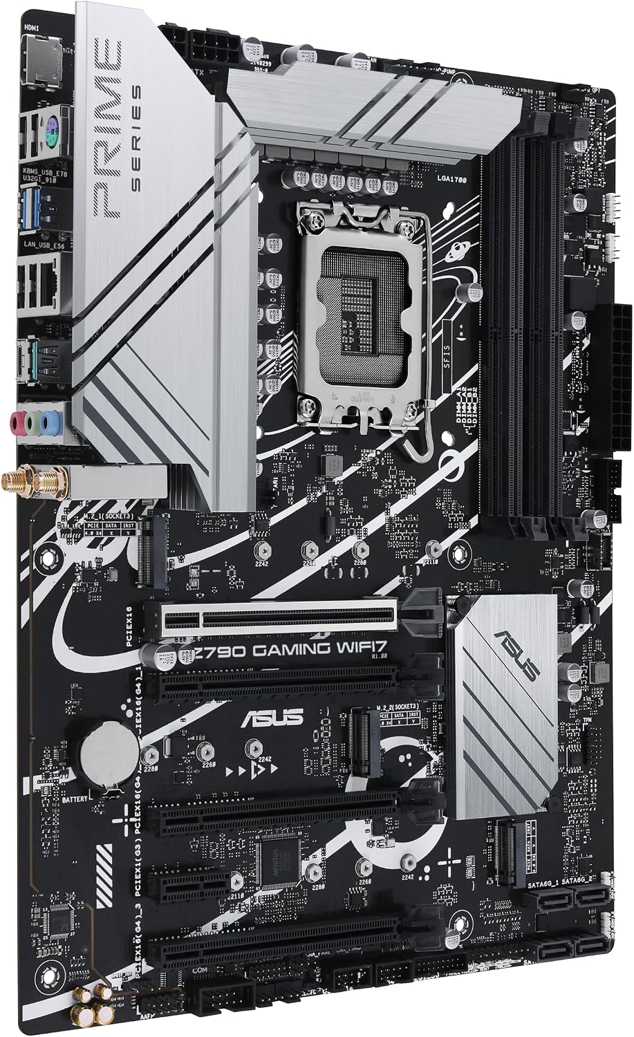 ASUS Z790 GAMING WIFI7 (LGA 1700) ATX motherboard with PCIe 5.0, three M.2 slots, 14+1 DrMOS, DDR5, Realtek 1Gb LAN, HDMI TM, USB 3.2 Gen 2x2 Type-C, front USB 3.2 Gen 1 Type-C, Thunderbolt, Aura Sync