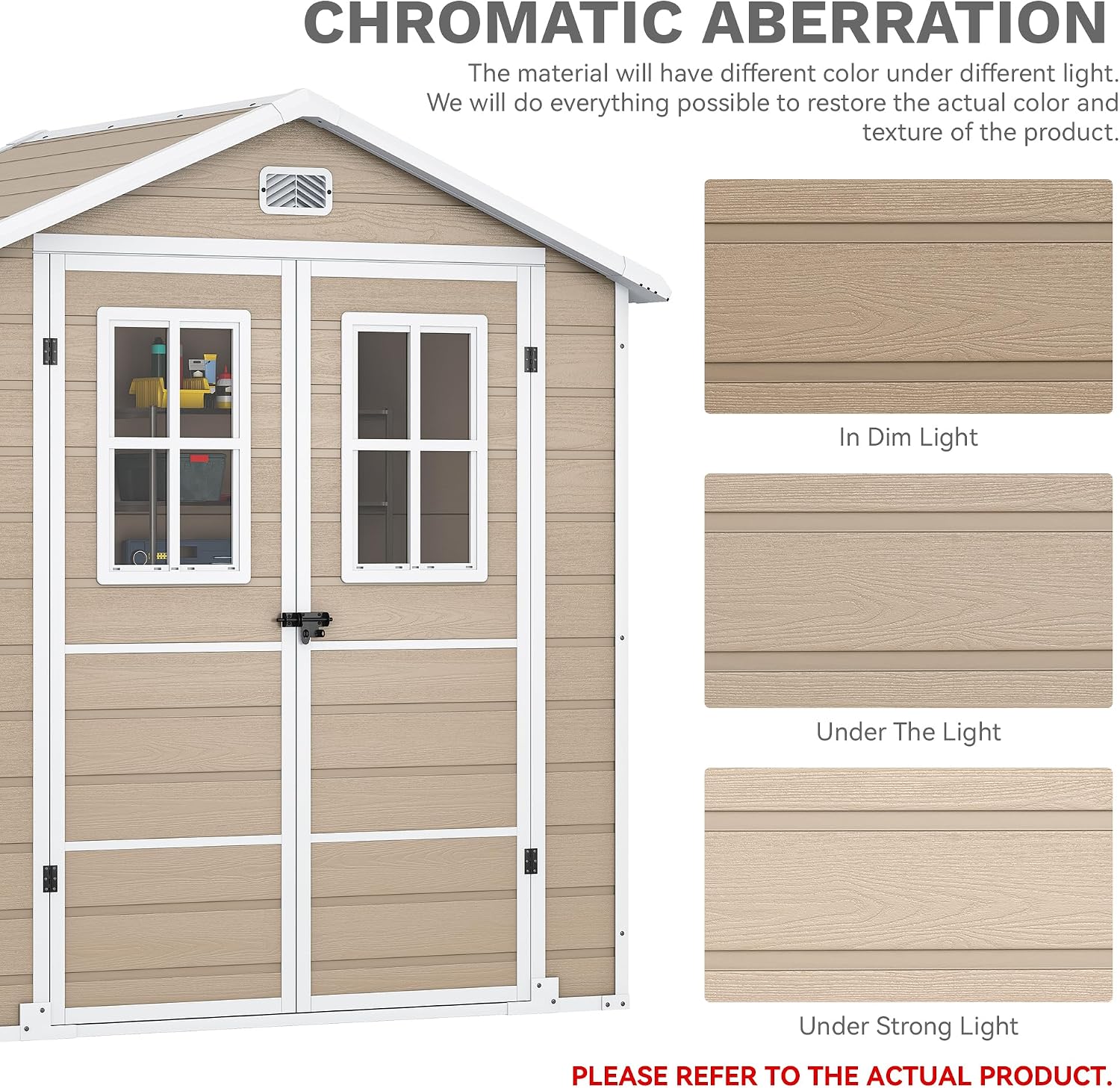 DWVO 6x4.4 FT Outdoor Storage Shed, Plastic Garden Tool Shed with 2 Windows, Double-Wall Outside Shed for Lawn Mower, Garden Tool for Backyard, Patio, Lockable, Beige