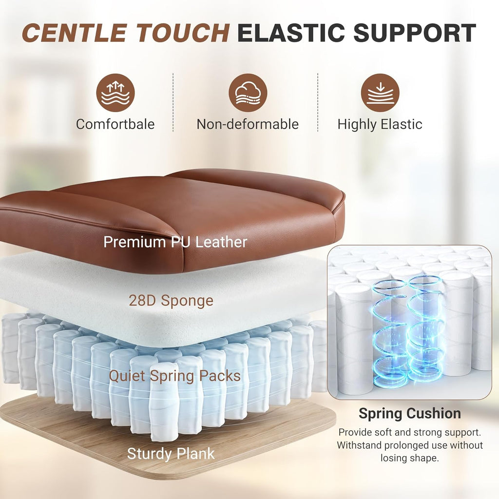 ALLGOD Office Chair Comfy, Big and Tall Executive Leather Chair, High Back Ergonomic Wide Chair with Footrest, Reclining Computer Desk Chair, Heavy Duty Gaming Chair with Padded Arm and Pillow, Brown