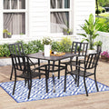 MFSTUDIO Patio Dining Set for 4, Outdoor Table and Chairs Set with Umbrella Hole, Metal Patio Furniture Set for Deck, Backyard, Poolside & Garden