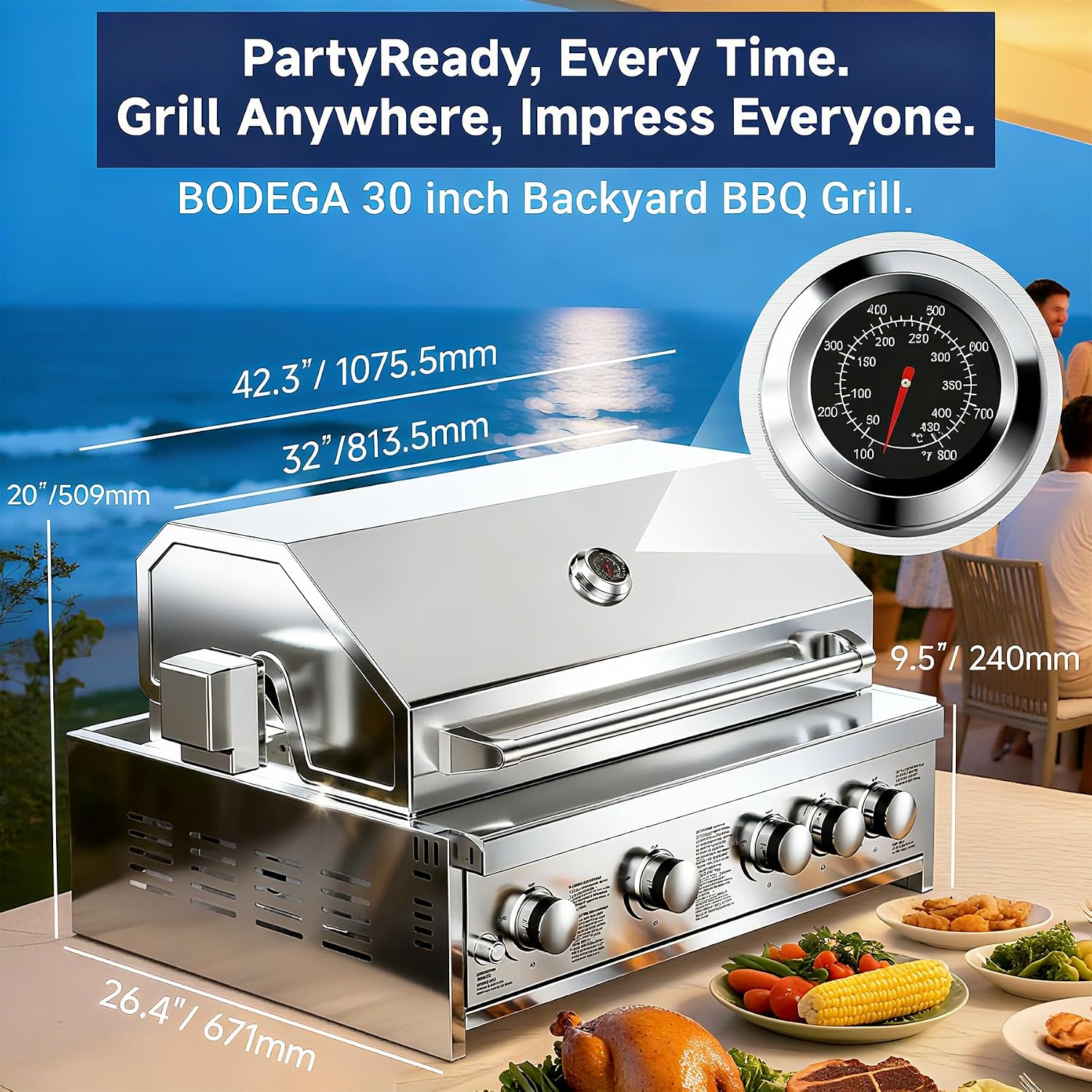 BODEGA Stainless Steel Outdoor Kitchen Drawer Cabinet for 30 inch Propane Gas Grill with 2 Drawers and Propane Tank Storage, Commercial Sinks Cabinet Combo perfect for Outdoor Kitchen BBQ Island.