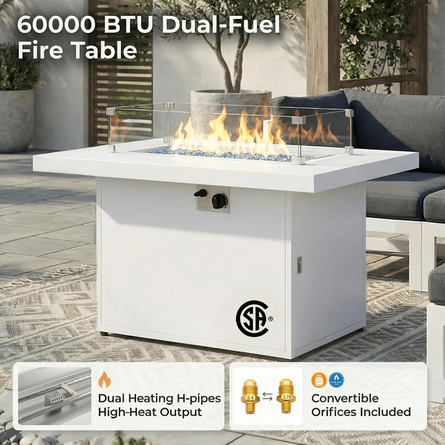 NICESOUL 7 Piece Modern Aluminum Patio Furniture Set with Fire Pit Table, 500 lbs Heavy Duty Outdoor Sectional Sofa, 29' Deep Wide Oversized Seating Conversation Couch for Garden Exterior, Dark Gray