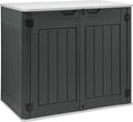 YITAHOME Large Outdoor Horizontal Storage Shed, 47 cu ft Resin Tool Shed w/o Shelf, Waterproof Outdoor Storage with Floor for Trash Cans, Garden Tools, Lawn Mower, Lockable, 4.5x2.8x3.9 ft, Dark Gray