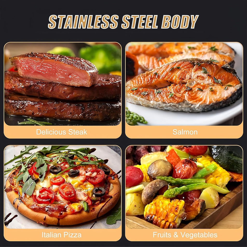 1700W Electric Steak Grill, Portable Smokeless Infrared Electric Broiler, 1472°F Stainless Steel Steak Cooker with 10-Layer Grill, Electric Infrared Grill for BBQ, Toast, Grill, Indoor