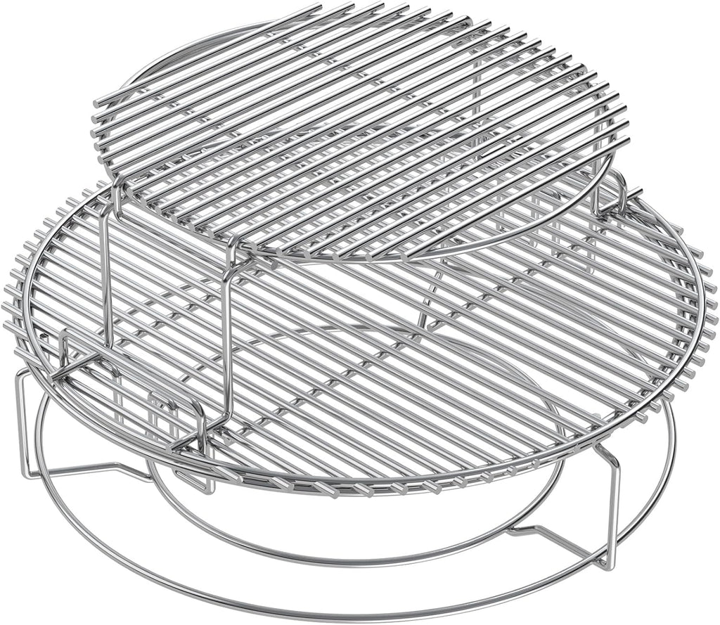 BBQ-PLUS Expander Rack Replacement Kit for Large Big Green Egg,Heavy Duty Stainless Steel 3 Tier 5 Piece Grill Basket Accessories with Removable Cooking Rack System Large