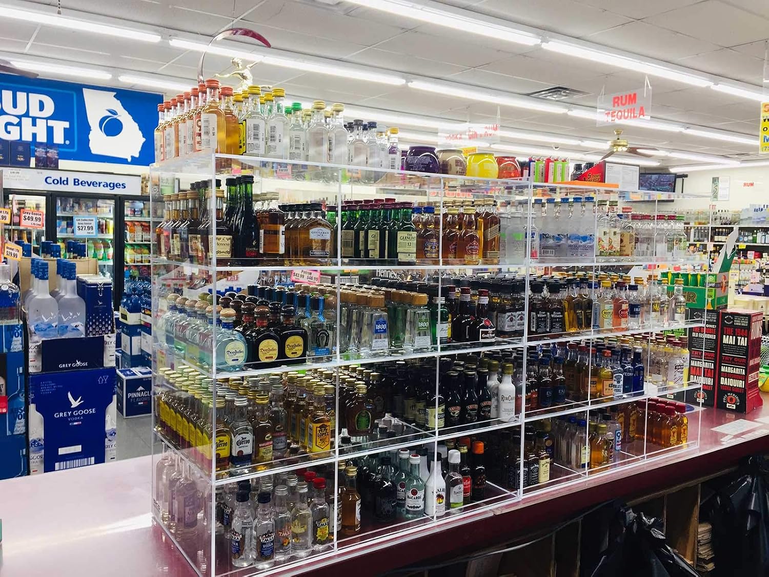 Commercial Retail Display for Mini Sampler 50ml Liquor Shot Airplane Bottles Nips Rack Also Any Other Point of Sale Items 12 Section
