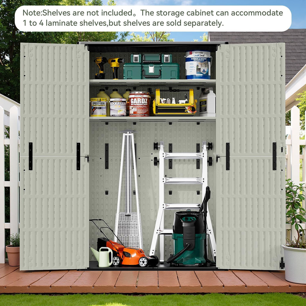 Patiowell 50 Cu.ft Outdoor Storage Cabinet with Lockable Door, Waterproof Horizontal Storage Shed for Tools and Patio Furniture, All-Weather Resin Shed Easy Assemble for Pool or Backyards, Brown