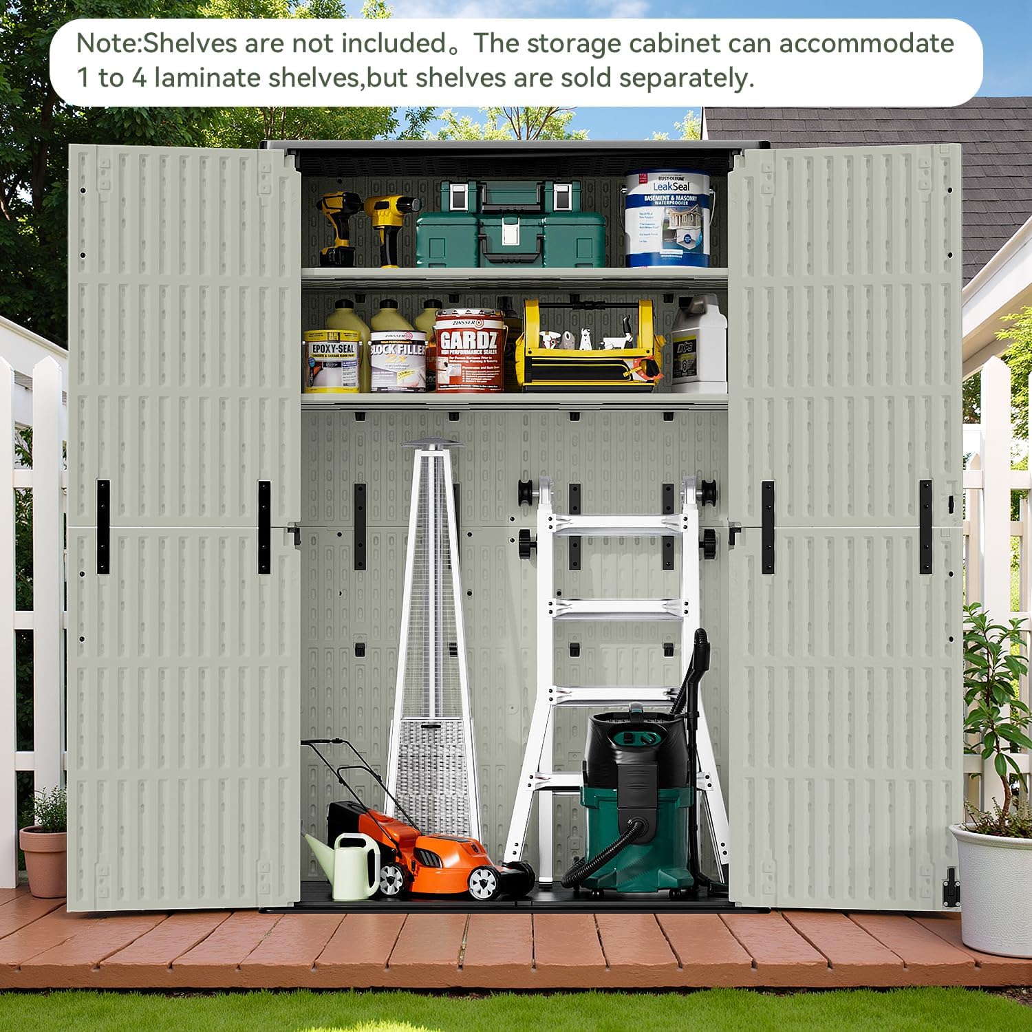Patiowell 50 Cu.ft Outdoor Storage Cabinet with Lockable Door, Waterproof Horizontal Storage Shed for Tools and Patio Furniture, All-Weather Resin Shed Easy Assemble for Pool or Backyards, Brown