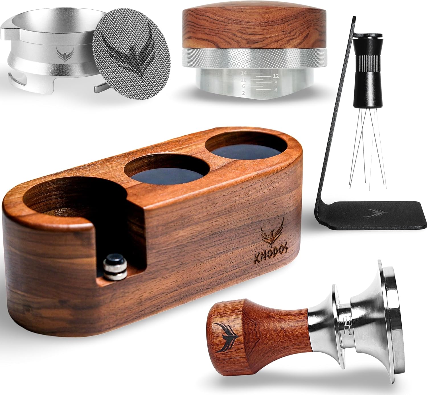 Breville Espresso Machine Accessories Kit 54mm Tamping Station WDT Tool Portafilter Funnel Calibrated Tamper Puck Screen and Distribution Tool