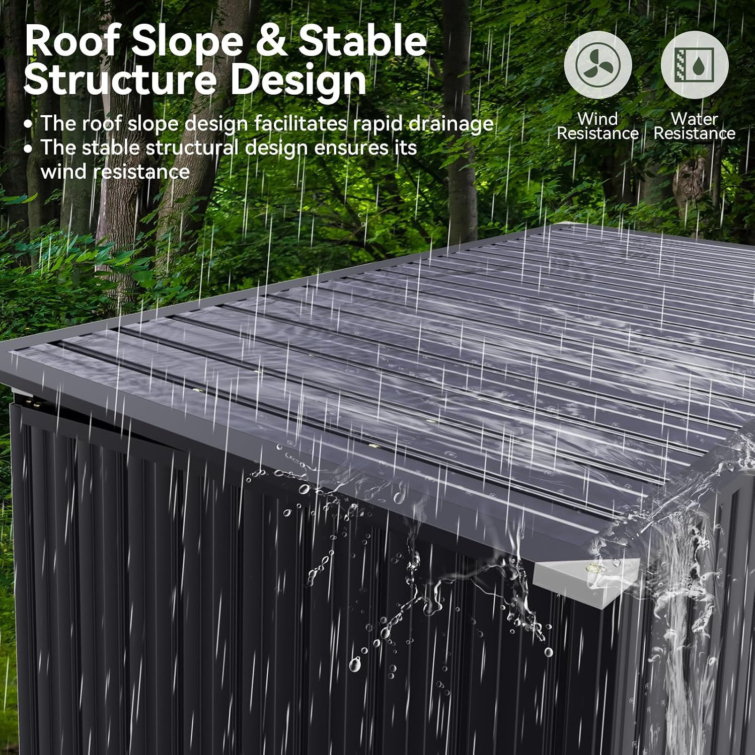 Aoxun Premium Outdoor Storage Shed Material Upgraded Version Metal Trash Can Storage with Chain Lid Waterproof Outdoor Garbage Can Organizer, Ideal for 2 Trash Bins, Generator, Garden Tools (Black)