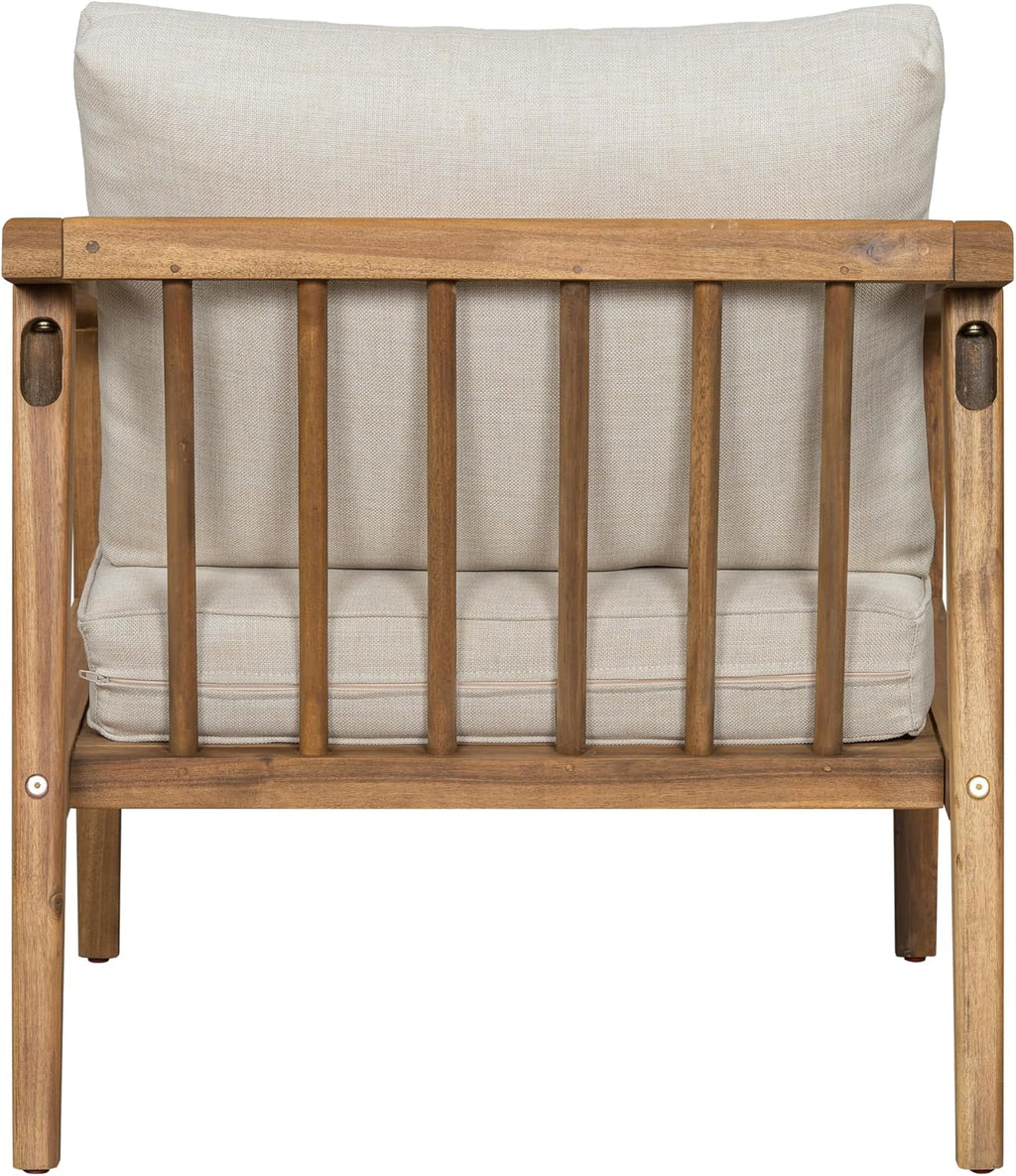 Christopher Knight Home Dena Patio 4-Piece Conversation Set, Outdoor 4-Seater Acacia Wood Sofa Chat Set,Garden Furniture,Loveseat,Coffee Table,Set of 2 Club Chairs, Removable Cushions, Teak+ Beige