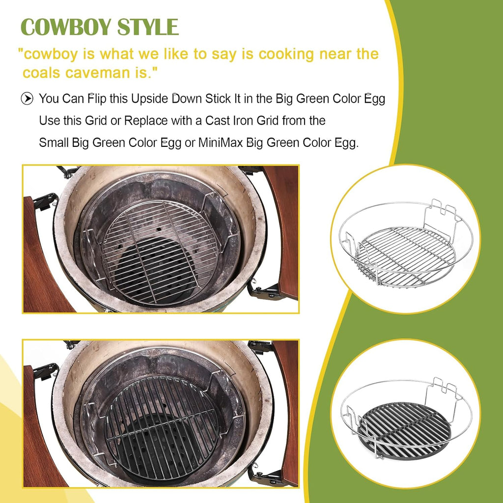 3 Tier 5 Piece Replacement Kit for Large Big Green Egg Accessories,Stainless Steel Grill Stack Rack with Removable Cooking System,BBQ Grill Basket Grill Expander Rack Ultimate Set Fit L BGE