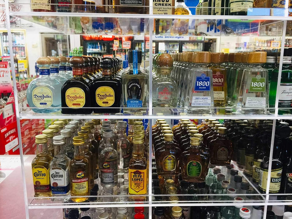 Commercial Retail Display for Mini Sampler 50ml Liquor Shot Airplane Bottles Nips Rack Also Any Other Point of Sale Items 12 Section