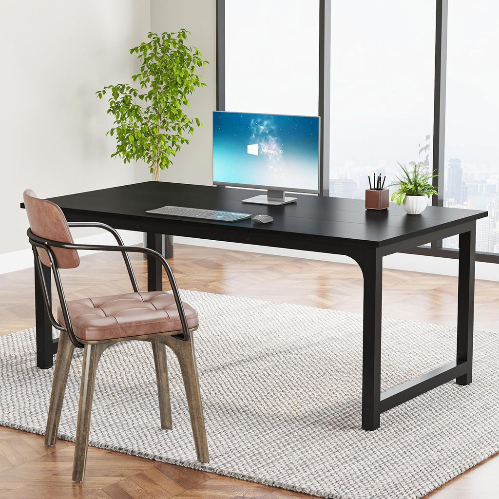 Tribesigns Modern Computer Desk, 63 x 31.5 inch Large Office Desk Computer Table Study Writing Desk Workstation for Home Office, Black