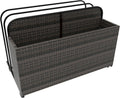 Rolling Poolside Float Storage, Pool Storage Bin, Outdoor Storage Organizer PE Rattan Pool Towel Rack for Floaties, Pool Accessories and Patio furniture Brown