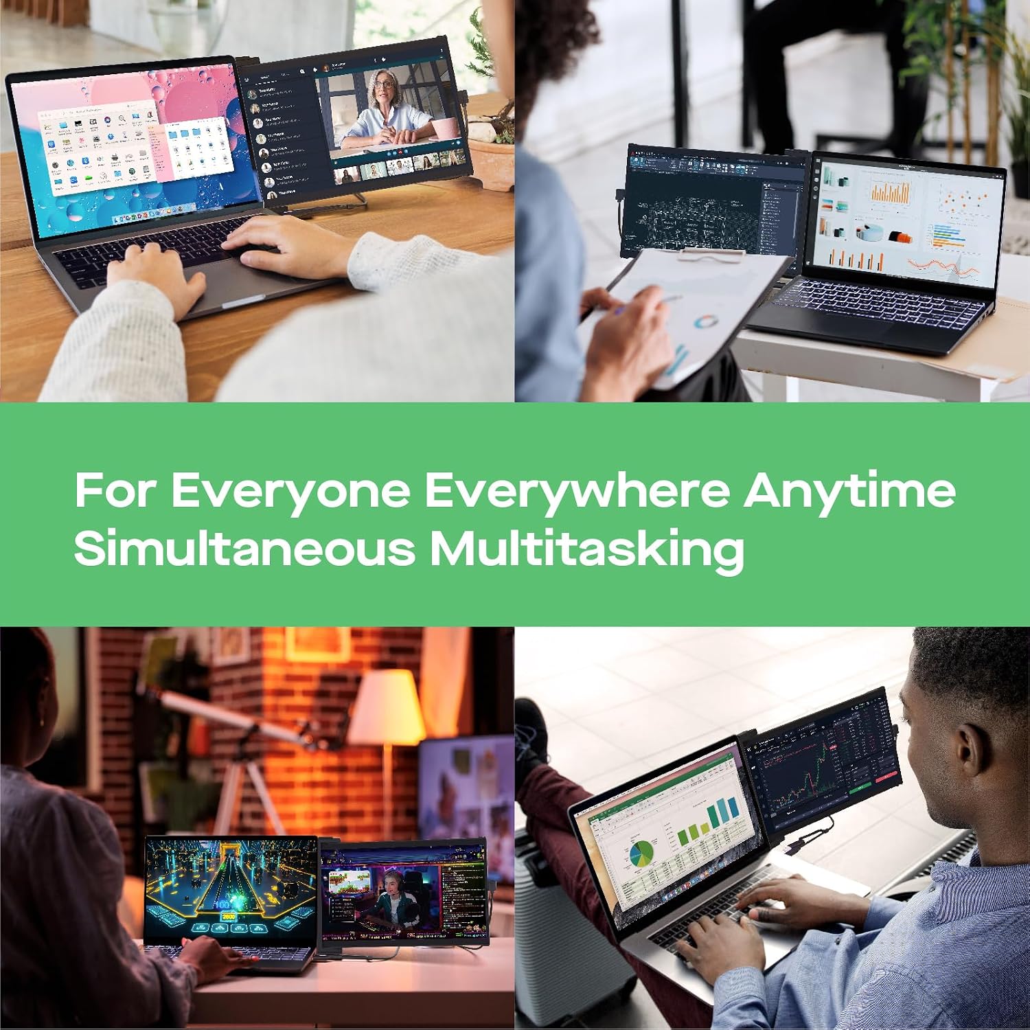 Portable Monitor - 2026 Mobile Pixels Nexus 14.1' Laptop Screen Extender, IPS Ultra Slim Laptop Monitors, USB C/USB A/HDMI 1080P Monitor for 14'-17' Laptops, Windows/macOS/Android/Switch Compatible