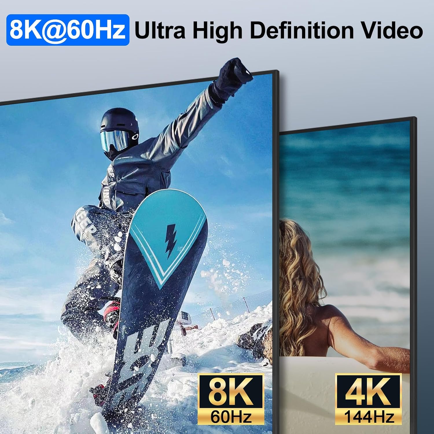 HDMI+Displayport KVM Switch 2 Monitors 4 Computers 8K@60Hz 4K@144Hz, Dual Monitor KVM Switch for 4 PC Share 2 Monitors and 4 USB3.0 Devices, with 4 USB Cables, Power Adapter and Wired Remote