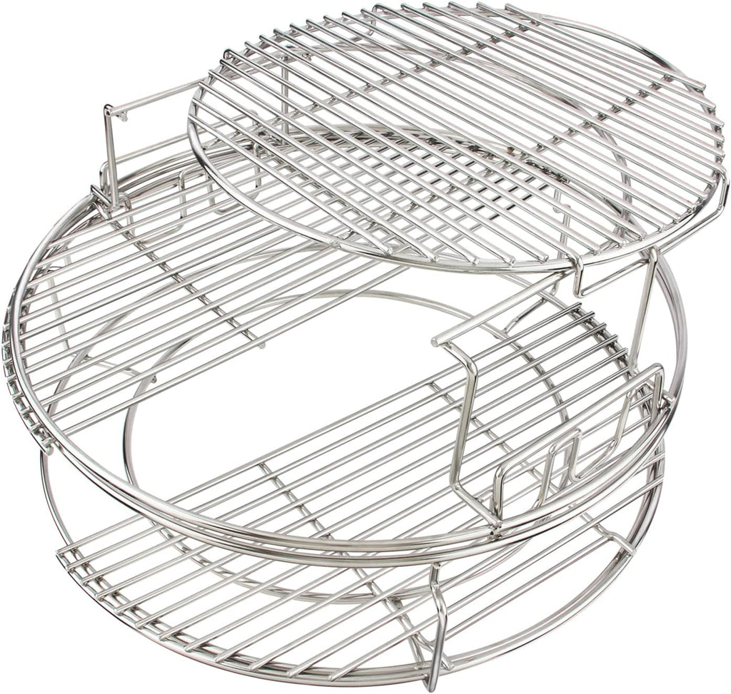 3 Tier 5 Piece Replacement Kit for Large Big Green Egg Accessories,Stainless Steel Grill Stack Rack with Removable Cooking System,BBQ Grill Basket Grill Expander Rack Ultimate Set Fit L BGE