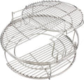 3 Tier 5 Piece Replacement Kit for Large Big Green Egg Accessories,Stainless Steel Grill Stack Rack with Removable Cooking System,BBQ Grill Basket Grill Expander Rack Ultimate Set Fit L BGE