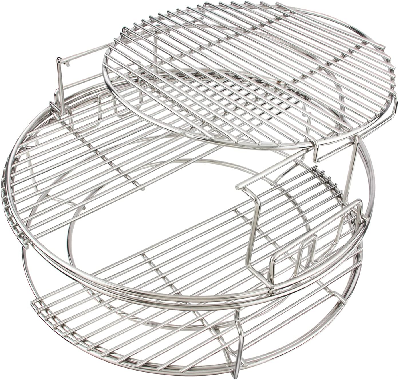 3 Tier 5 Piece Replacement Kit for Large Big Green Egg Accessories,Stainless Steel Grill Stack Rack with Removable Cooking System,BBQ Grill Basket Grill Expander Rack Ultimate Set Fit L BGE