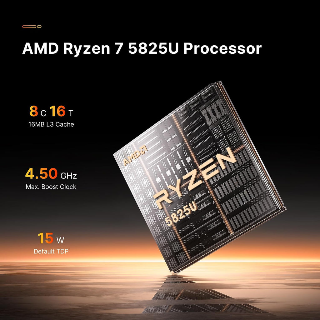 BOSGAME P4 Mini PC with AMD Ryzen 7 5825U (Up to 4.3GHz) | 32GB DDR4 RAM | 1TB NVMe SSD | Dual 2.5G Ethernet | WiFi 6 & Bluetooth 5.2 | Triple 4K Display Support | Ultra-Fast Mini Desktop Computer