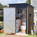 3x5 FT Outdoor Metal Storage Shed with Floor Frame, Single Door, 1 Clear Window, Tool Shed for Garden, Patio, Backyard Brown