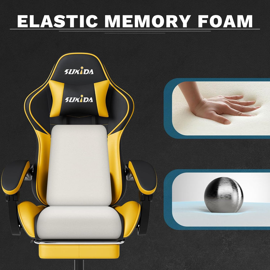 Ergonomic Video Gamer Chairs Gaming Computer Chair Gamer Chairs for Adults Massage Lumbar Support Swivel Height Adjustable Headrest Backrest