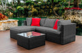 Nestl Outdoor Sectional Patio Furniture Set – 5 Piece Outdoor Patio Furniture Set with Outdoor Couch and Sectional Seating - Black with Charcoal Grey Cushions