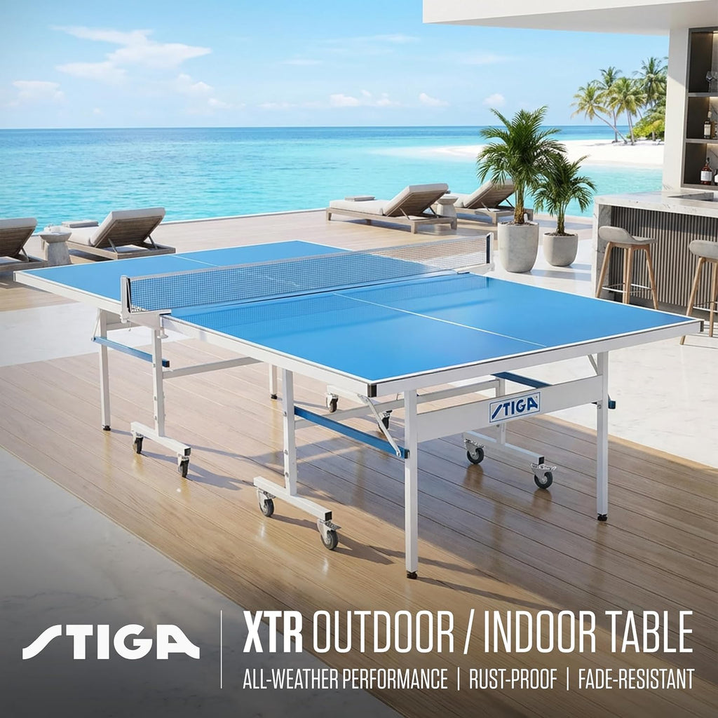 STIGA Outdoor Table Tennis Table – All-Weather Waterproof Aluminum Ping Pong Table with Net & Post, QuickPlay Assembly, 108' L x 60' W x 30' H