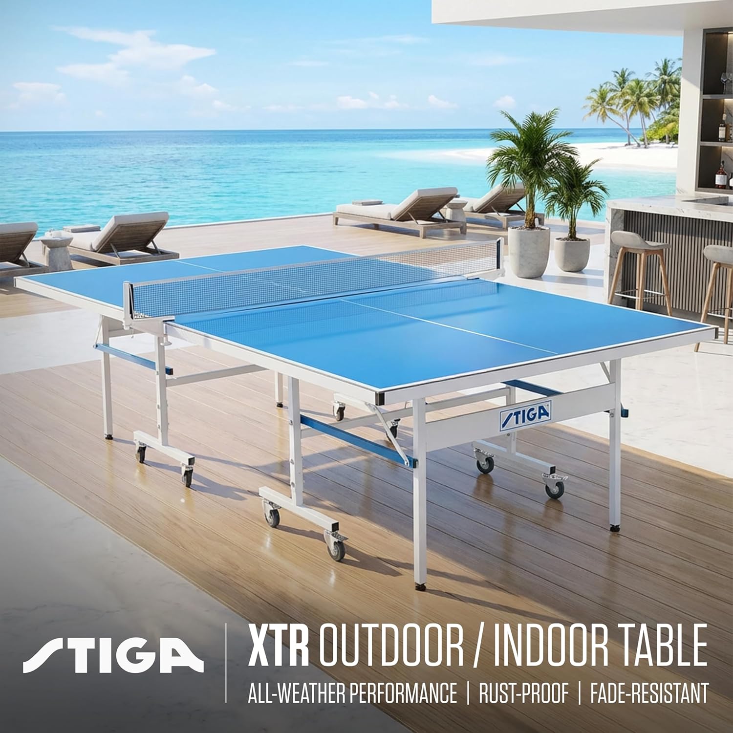 STIGA Outdoor Table Tennis Table – All-Weather Waterproof Aluminum Ping Pong Table with Net & Post, QuickPlay Assembly, 108' L x 60' W x 30' H