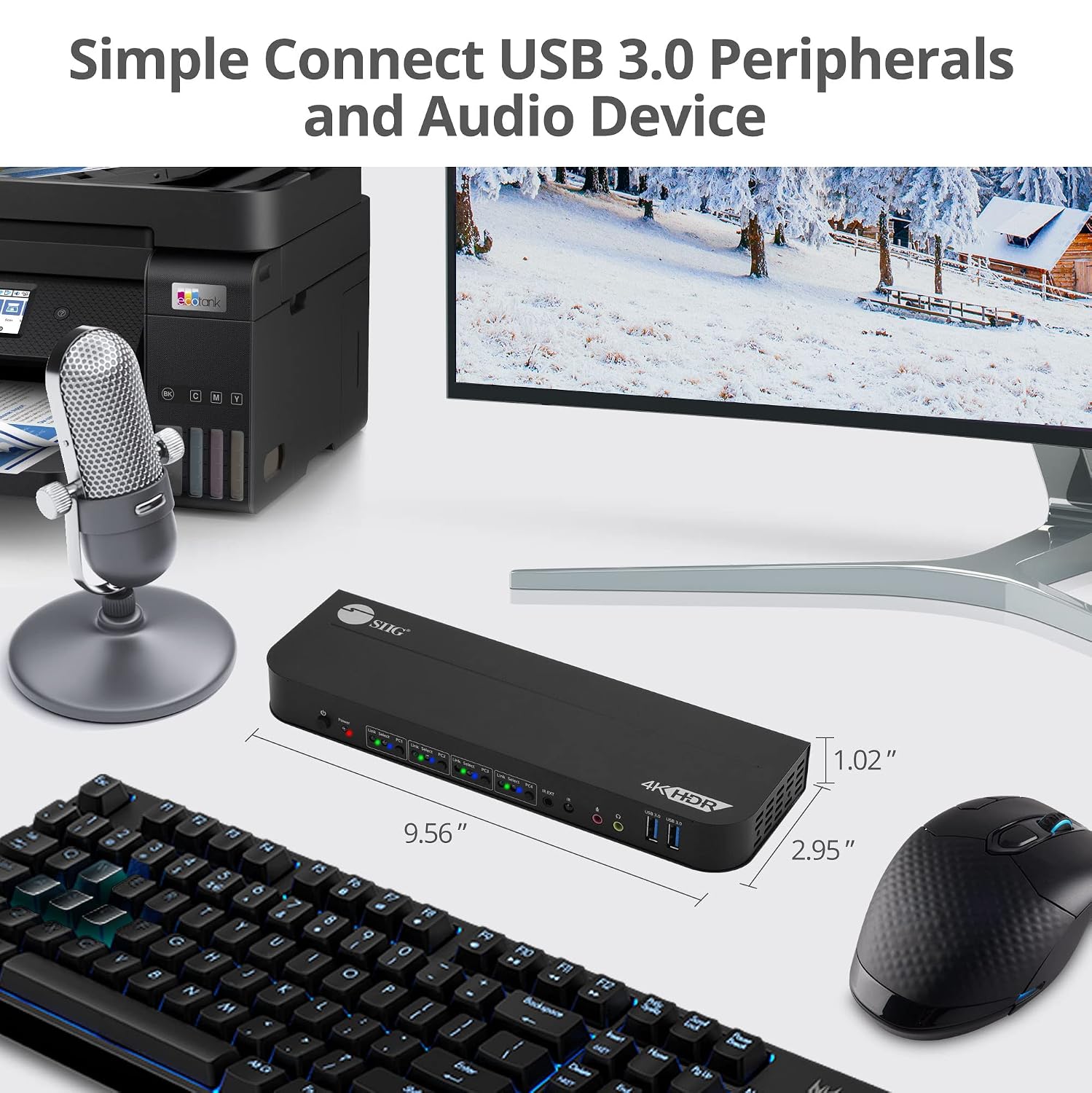 SIIG 4-Port 4K KVM Switch DisplayPort with Remote Control, DP or HDMI Output, 2X USB 3.2 Type-A Ports, Support DisplayPort 1.4/1.2, EDID Bypass, Compatible with Windows and Mac (CE-KV0D11-S1)