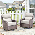HUMMUH 2PCS Patio Furniture Set with 6-inch Thick Cushion, High Back Outdoor Swivel Rocker Patio Chairs, Wicker Conversation Set for Porch Deck and Poolside (V3)
